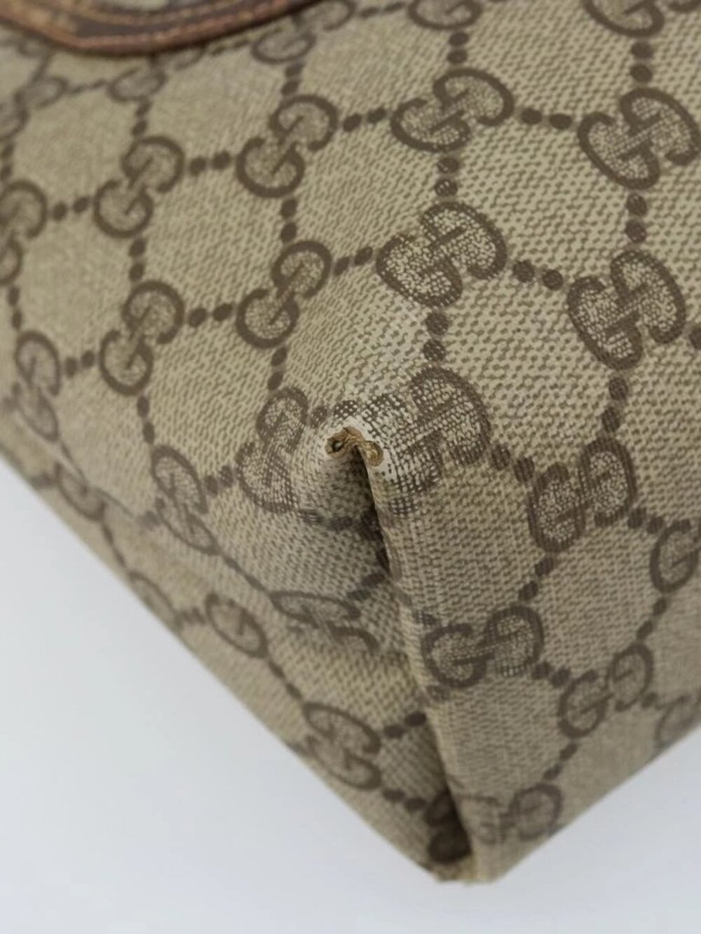 GUCCI GG Supreme Web Sherry Line Tote Bag PVC Beige Gold 39 02 003 Auth BA10068 - Picture 11 of 15
